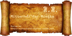 Mitterhöfer Mietta névjegykártya